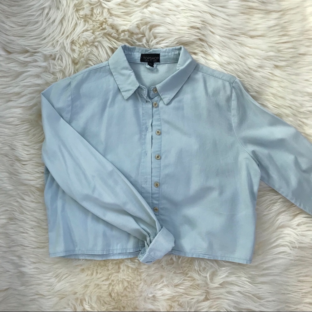 Topshop Cropped Button Up Shirt - Picture 2 of 4